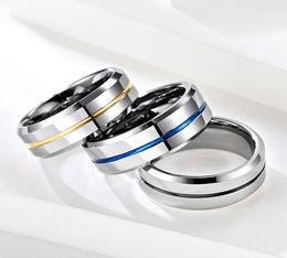 8mm Blue Tungsten Steel Men039s Rings Simple Blue Belt Tungsten Gold Antiscratch Ring Boyfriend Gift8490965