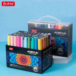 Jupai Acrylic Pen Hand-painted Ceramic Glass Fabric Graffiti Waterproof 60-color Water-based Acrylic Marker Set 240506