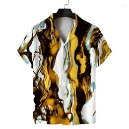 Men's Casual Shirts 3d Printed Luxury Pattern Hawaiian Shirt For Men Summer Short Sleeves Blouse Tops Party Street Button Clothes