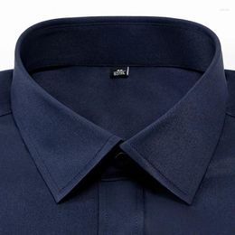 Men's Dress Shirts 2024 Long Sleeve Shirt Men Style Stretch Fashion Solid Plain Black White Button Down Smart Casual