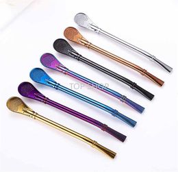 Drinking Straw Stainless Steel Yerba Mate Straw Gourd Bombilla Filter Spoons Reusable Metal Pro Tea Tools Bar Accessories5480527