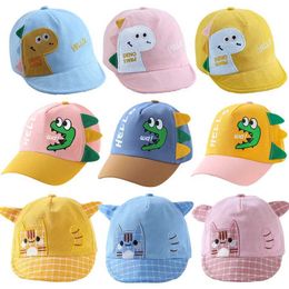 Caps Hats Baby Cartoon Dinosaur Hat Soft Cotton Boys and Girls Baseball Hat Summer Outdoor Baby Girls Sun Hat d240509