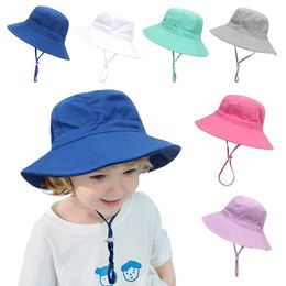 Caps Hats XS M L Summer Baby Sun Hat UV Protection Childrens Bucket Hat Girls and Boys Outdoor Panama Beach Hat Childrens Bucket Hat d240509