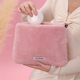 Cosmetic Bags Soft Plush Large Capcity Makeup For Women Daily Cosmetics Organzier Simple Style Tote Travel Toiletry Bag Sac A Main