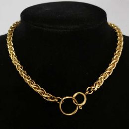 Chains Punk Cuban Chokers Necklace Women Collar Gold Colour Stainless Steel Chunky Thick Chain Circle Necklace Hip Hop Men Neck Jewellery d240509