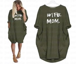 Wife Mom Summer Dresses Casual Women Fashion Round Neck T Shirt Long Sleeve Sundress Slim Sexy Dress Plus Size S5XL8257970