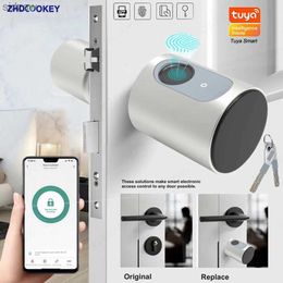 Smart Lock Smart lock cylinder Tuya Bluetooth European biometric fingerprint RFID card application key DIY adjustable core size electronic door lock WX