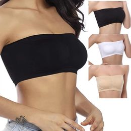 Bras 2 Pcs Simple Solid Strapless Bra Comfy & Breathable Push Up Tube Women's Lingerie Underwear