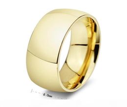 Whole Never Fading Classic Wedding Rings 8mm Yellow Gold Filled 316L Titanium Steel Rings For Men And Women Jewellery Size 4146619966