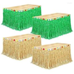 Table Cloth 4Pack Luau Grass Skirt 9 Feet X 29.5 Inch Hawaiian Plastic For Tropical Party Decorations