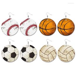 Dangle Chandelier Earrings Pu Leather Earring Statement Geometric Baseball Basketball Football Volleyball Prin Tvintage Trendy Unique Otgmm