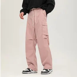 Men's Pants Spring Autumn Sweatpants Korean Fashion Sportswear Drawstring Wide Leg Straight Track Casual Loose Trousers