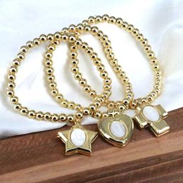 Charm Bracelets 5Pcs 2024 Vintage Fashion Virgin Mary Mother Of Pearl For Women Heart Cross Religious Pendant Stretch Jewelry Gifts