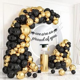 Party Decoration Graduation Decor Ballon Kit Black Gold Latex Balloons Garland Arch Year 2024 Wedding Adult Birthday Glonos