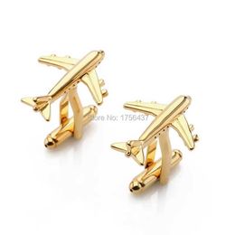 Cuff Links Lepton brand mens airplane cufflinks gold and silver fashionable airplane mens shirt cufflinks formal business wedding Q240508