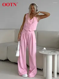Women's Two Piece Pants Pink Office Sets Casual Blazers Vest And Pleated Women Outfits Summer 2024 Causal Fashion Suits