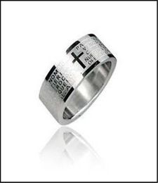 Cross bible scripture titanium steel stainless steel ring concave convex corrosion ring men and women whole1997863