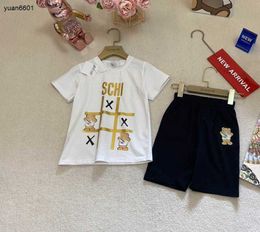 Popular baby tracksuits Summer boys set kids designer clothes Size 100-150 CM Checkered Game Pattern Printed T-shirt and shorts 24May