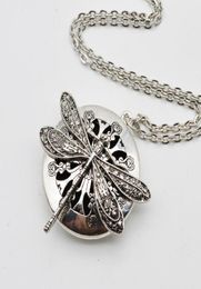 5pcs Dragonfly Design Lockets Vintage Essential Oil Diffuser Necklace Aromatherapy Locket Pendant Statement Necklace Jewelry Chris9475747