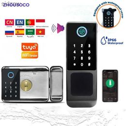 Smart Lock Fingerprint Tuya smart door lock waterproof IP66 Wifi remote control TTLock Bluetooth application digital code keyless electronic lock WX