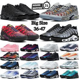 tn Sapatilhas masculinas Plus tn Sapatos ao ar livre Triplo Branco volt Vermelho preto gradiente Oreo Cinza Laranja Hiper Azul hex Esportes femininos tênis tamanho 36-46