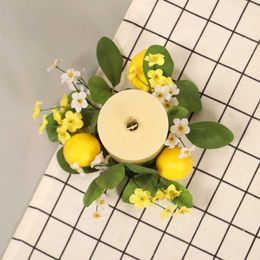 Decorative Flowers Wreaths Candle Rings Wreaths Small Wreath Farmhouse Kitchen Cabinet Artificial Lemon Wreaths Decor For Wedding Window Wall Door Desktop