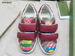 Luxury baby Sneakers Cartoon pattern printing kids shoes Size 26-35 High quality brand packaging Buckle Strap girls shoes designer boys shoes 24May