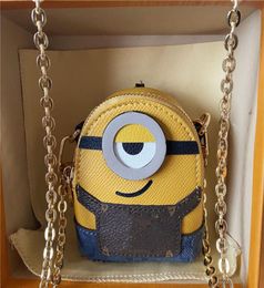 2022 Latest Women039s Mini Wallet designer fashion high quality leather chain Minion Zero Wallet with box packaging7209178