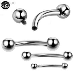 Navel Rings 1PC 100% Titanium Eyebrow Piercings Banana Rings Double Ball Curved Barbell Navel Piercing Belly Button Ring Body Jewelry d240509