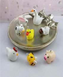 JINGLANG Resin Cute Animal Charm Little Yellow Bee Goose Chicken Earrings Pendant Necklace Bracelet Charms Accessories4394431