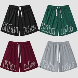 Rhude Designer Shorts for Men Summer Beach Streetwear in wine Red, green, Black, Men's Mesh Shorts Quick-Dry Breathable Sports Shorts for Summer Beachwear