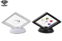 Black White Plastic Suspended Floating Display Case Earring Coin Gems Ring Jewellery Storage Pet Membrane Stand Holder Box 772cm1624461