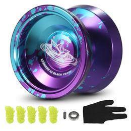 LESHARE Yoyo Ball Aluminium String Trick YoYo Balls Competitive Yo Gift with Bearing Strings and Gloves Classic Toys 240509