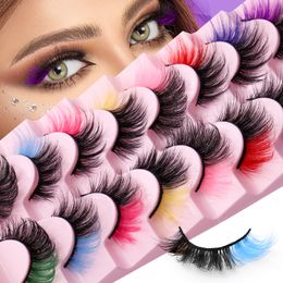 Europe and America 8 Pair Coloured False Eyelashes Spot Wholesale Multilayer Thick High individual Mink Hair Eyelashes