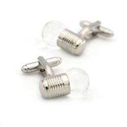 Cuff Links IGame light bulb cufflinks silver light design high-quality brass material mens cufflinks Q240508