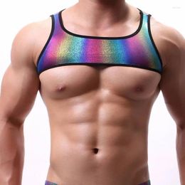 Men's Tank Tops Men Sexy Underwear Gay Fashion Colorful Top Racerback Fitness Stage Lingerie Walk Show Nightclub Bottom Sissy Funny Clothes