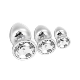 Other Health Beauty Items ST15 mini round stainless steel crystal anal plug flat bottom small tail suitable for women/men Q240508