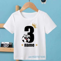 T-shirts Childrens T-shirt Personalised Football Number Name Crown Boys T-shirt Baby Football Clothing Birthday Party Gift Childrens T-shirtL2405