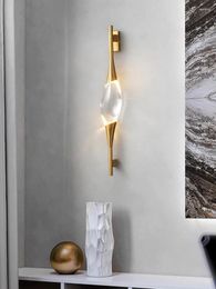 Wall Lamp All Copper Crystal Creative Bedside Post Modern Living Room TV Background Corridor