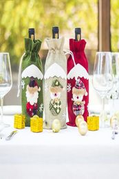 Christmas Decorations Santa Claus Wine Bottle Cover Linen Bags Snowman Ornaments Home Party Table Decorations Gifts RRE92119281574