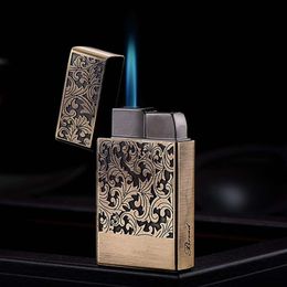 Creative Tang Grass Carving Craft Lighter Metal Windproof Jet Flame Iatable Cigarette Lighter