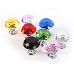 Knob Screw Fashion 30mm Diamond Crystal Glass Door Knobs Drawer Cabinet Furniture Handle Knob Screw Furniture Accessories SN1004468218