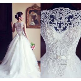 Newest Elegant Sleeveless Crystal Wedding Dresses 2021 Fashion White A Line Princess Tulle Bridal Gowns Long W1016 High Quality Stunning Top 0509