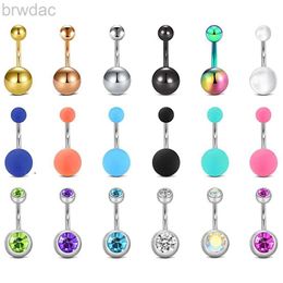 Navel Rings WKOUD Belly Button Rings Surgical Stainless Steel CZ Navel Belly Rings Piercing Barbell Body Jewellery For Women Girls d240509