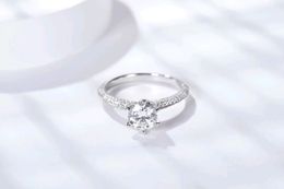 Promise 925 Sterling Silver 3Ct VVS Moissanite Diamond Wedding Engagement Rings Women Finger