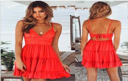 Red S5XL 5 Colours womens designer luxury lace suspenders Vneck dress girl skirt woman dresses summer dress ladies clothes vest c2296291