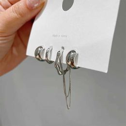 Dangle Chandelier New Design Gold Silver Color Metal Geometric Irregular Tassel Chain Clip Earrings for Women Non Pierced Ear Cuff 2021 Jewelry