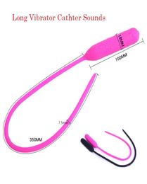 Sweet Magic Silicone PinkBlack Long Urethral Dilator Vibrator Penis Plug Dildo Vibrators Masturbat Catheter Sounds For Men Erotic2336852