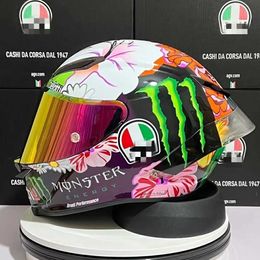 New Single Nail Pista Personalised Car Helmet Full for Men and Women All Seasons Cool Anti Mist Graffiti Knight Sun Protection