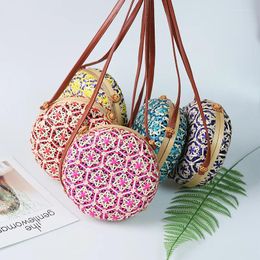 Bag Bohemian Hollow Round Rattan Women Shoulder Bags Wicker Woven Crossbody Summer Beach Straw Lady Bali Small Purses 2024